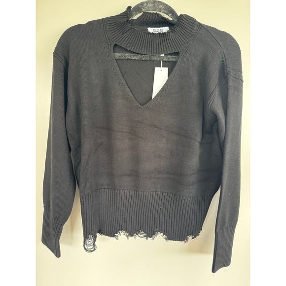 525 America Born in BKLYN Distressed Mock Neck Sweater – Size S – Black NWT - Picture 11 of 11
